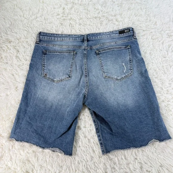 KUT From The Kloth Sophie Bermuda Distressed Denim Shorts Women's Size 16 Casual - Picture 2 of 12
